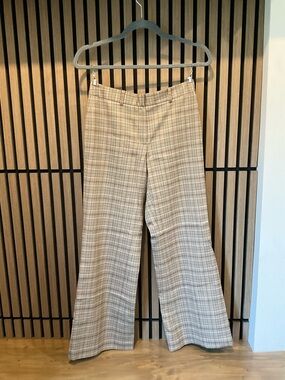 Dana Buchman Plaid Wide-Leg Trousers in Beige and Brown